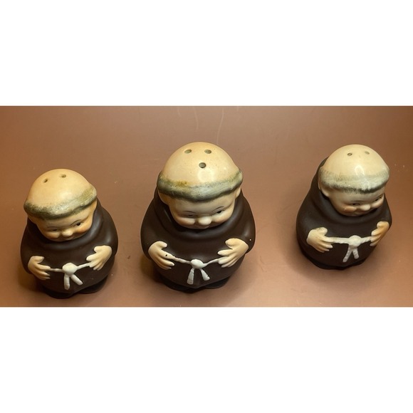 Vintage Goebel West Germany Friar Monk Brown Salt and Pepper Shakers - Picture 5 of 8